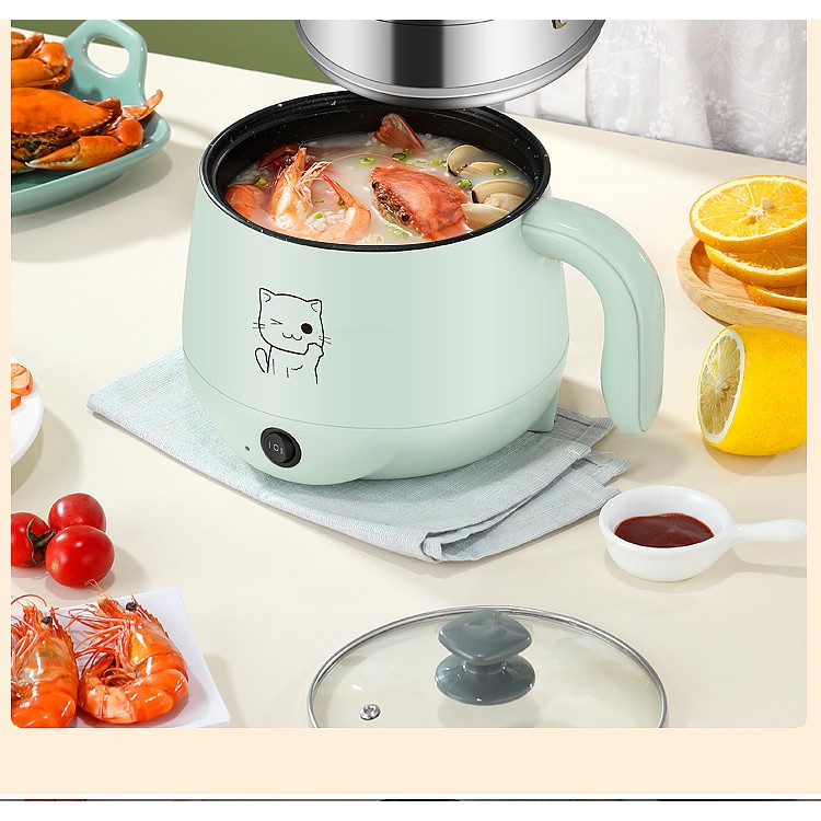 Nồi điện đa năng nấu mỳ, nấu cháo, lẩu inox, chống dính tiện lợi DM111( dung tích 1.8 lít, bh 12 tháng)
