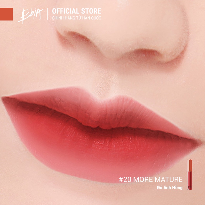 Son Kem Lì Bbia Last Velvet Lip Tint Version 4 - 20 More Mature (Màu Đỏ Ánh Hồng) 5g - Bbia Official Store