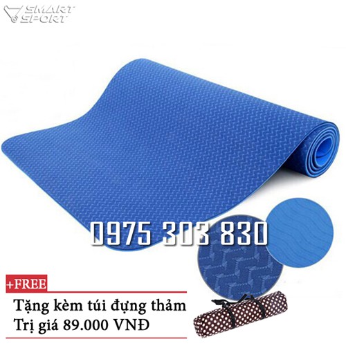 Thảm tập yoga 2 lớp cao su cao cấp 8mm tặng túi