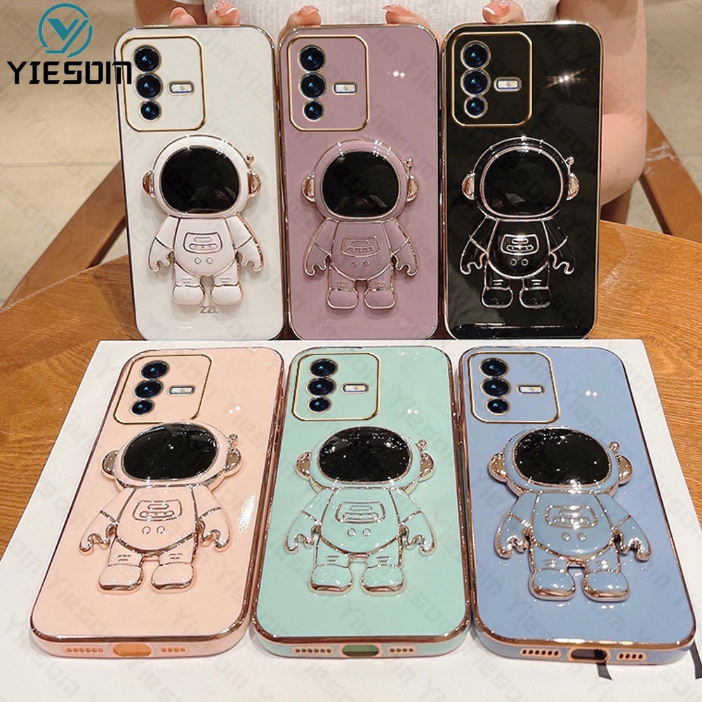 Ốp Điện Thoại Silicon Dẻo Họa Tiết Phi Hành Gia Kèm Giá Đỡ Cho Vivo V23 V23E V23 Pro V21 V21E V20 SE V19