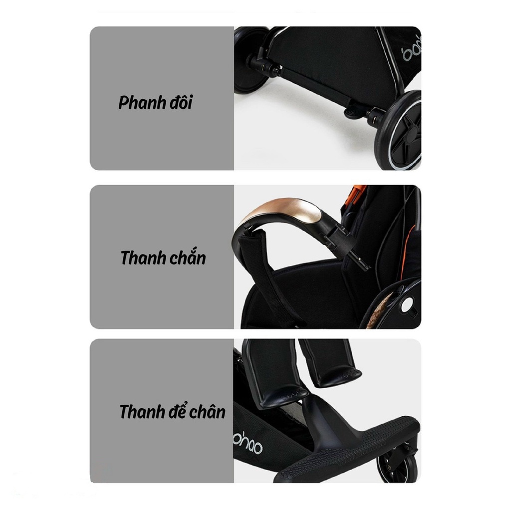 Xe đẩy gấp gọn đảo chiều Baobaohao V9 màu cam