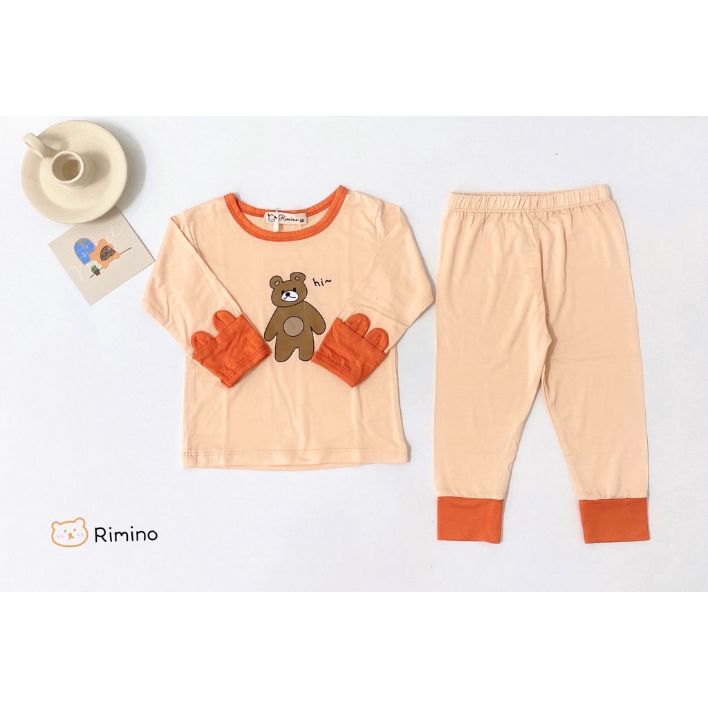 [SALE] Bộ Quần Áo Bé Trai, Bé Gái KIMCHIBABY Vải Thun Lạnh Hoạ Tiết Gấu Bear,Bộ Dài Tay Cho Bé Mặc Nhà Thu Đông KWTD2203