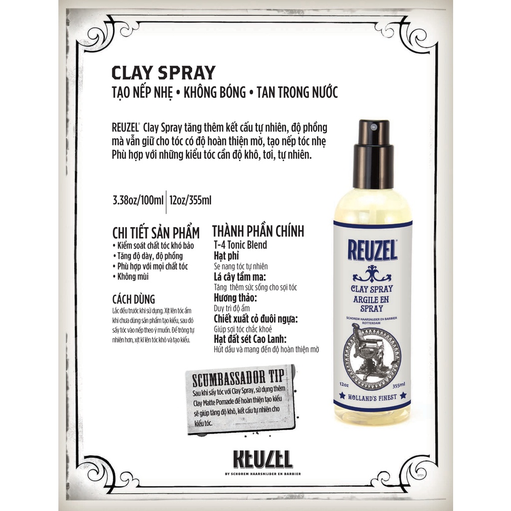 Xịt tạo phồng Reuzel Clay Spray 355ml - Hàng Chính Hãng