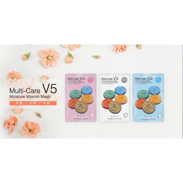 Hộp Mặt Nạ Giấy Dưỡng Da Rainbow L’affiar Multi care V5