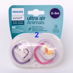 Ty ngậm thông khí Ultra Air Lime Philips Avent hình thú 0-6M và 6-18M (Vỉ đôi)