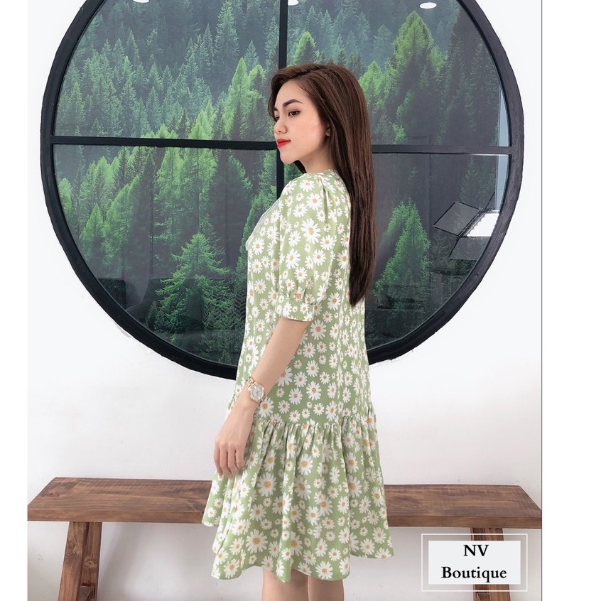 Đầm Nữ NHẬT VY Hoa Cúc Chất Lụa Đi Chơi Dáng Suông Màu Đen, Mint, Xanh Biển - D1438 | BigBuy360 - bigbuy360.vn