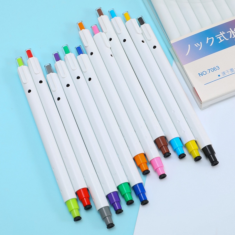 Set 12 Bút Màu Nước Dạng Nhấn Diy Có Thể Giặt Sạch