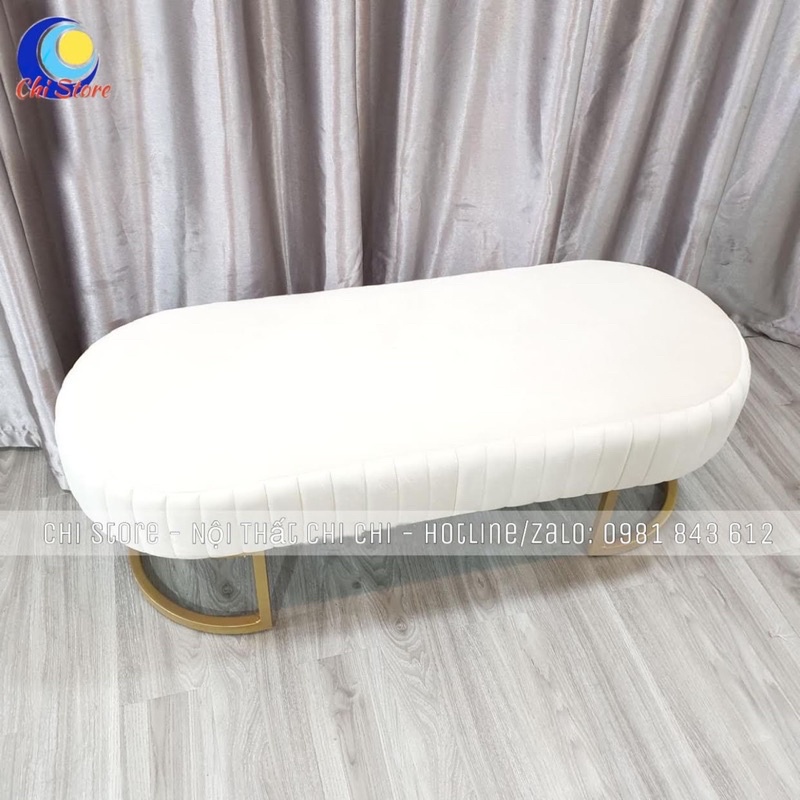 Ghế Dài Ngồi Chờ Chân Vàng Siêu Xinh, Ghế Hộp Đa Năng Cho Shop Dài 80cm