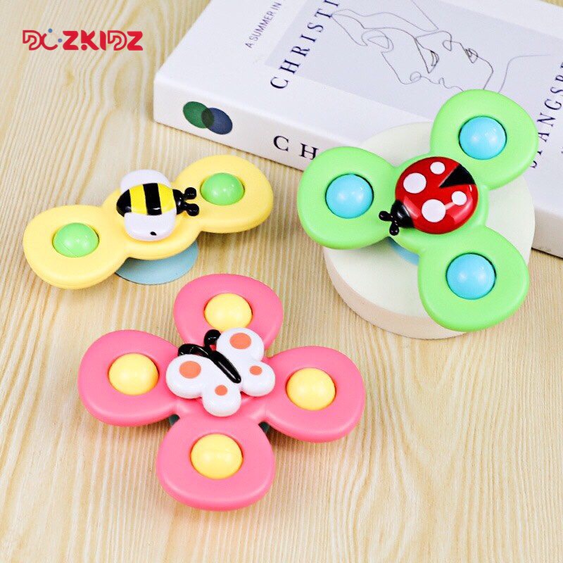 Đồ chơi trẻ em- Set 3 chong chóng hình cánh hoa và động vật (có miếng hút dán) - DOZKIDZ