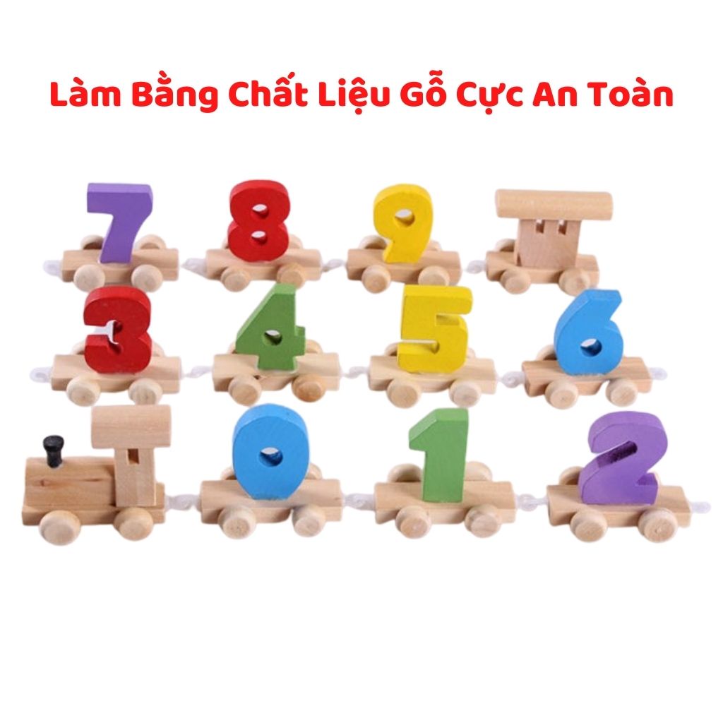 Đồ Chơi Tàu Lửa Kéo Số Woodentoy Chất Liệu Gỗ Cao Cấp Cho Bé Học Toán Giỏi,Nhớ Số Nhanh, Shop Mẹ Mốc ,TKG