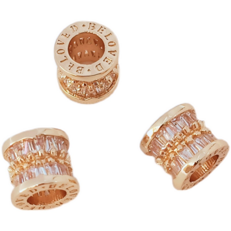 Chuỗi Hạt Đá Zircon Hình Vuông Màu Vàng 14K Dùng Làm Trang Sức/ Thắt Lưng