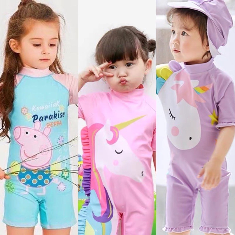 Kids_mart: Bộ đồ bơi đi biển bé gái hoạt hình đáng iu