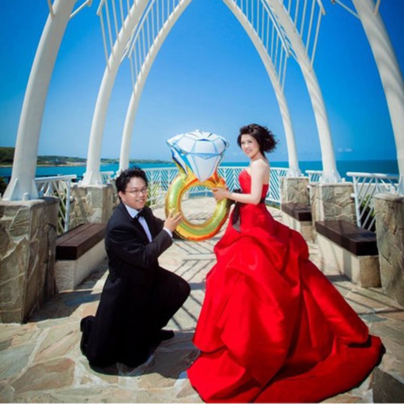 Bong bóng bằng lá foil, hình nhẫn kim cương, trang trí tiệc đính hôn/tiệc cưới