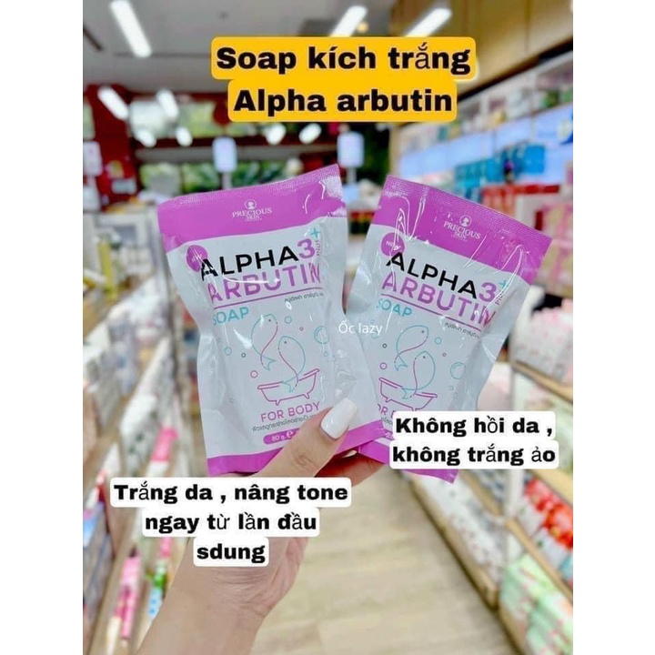 Soap xà phòng Body Alpha Arbutin 3+ Plus Thái Lan tắm trắng, sáng da bánh 80g - CO182