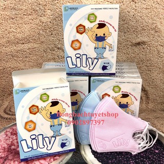 Khẩu trang y tê Lily cho bé 10 cái/ hộp - khẩu trang 3D cho bé Lily ( 5 cái Xanh, 5 cái Hồng )