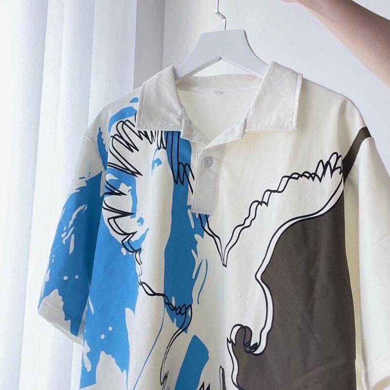 Áo Polo Form Rộng Màu Trắng NOAH ART, Phông In Hình Unisex