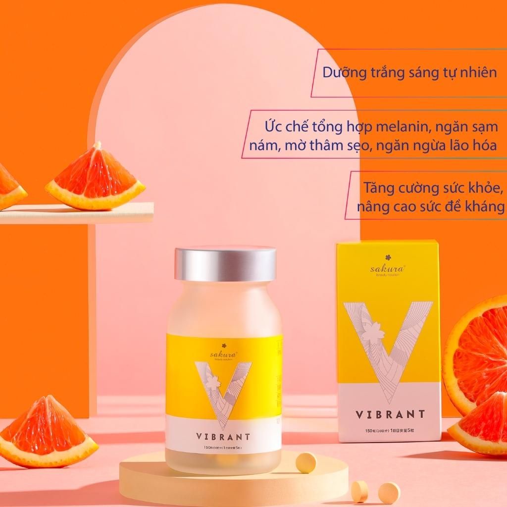 Viên Uống Trắng Da Sakura Vibrant Ngăn Ngừa Sạm Nám, Mờ Thâm Sẹo (Hộp 150 Viên)