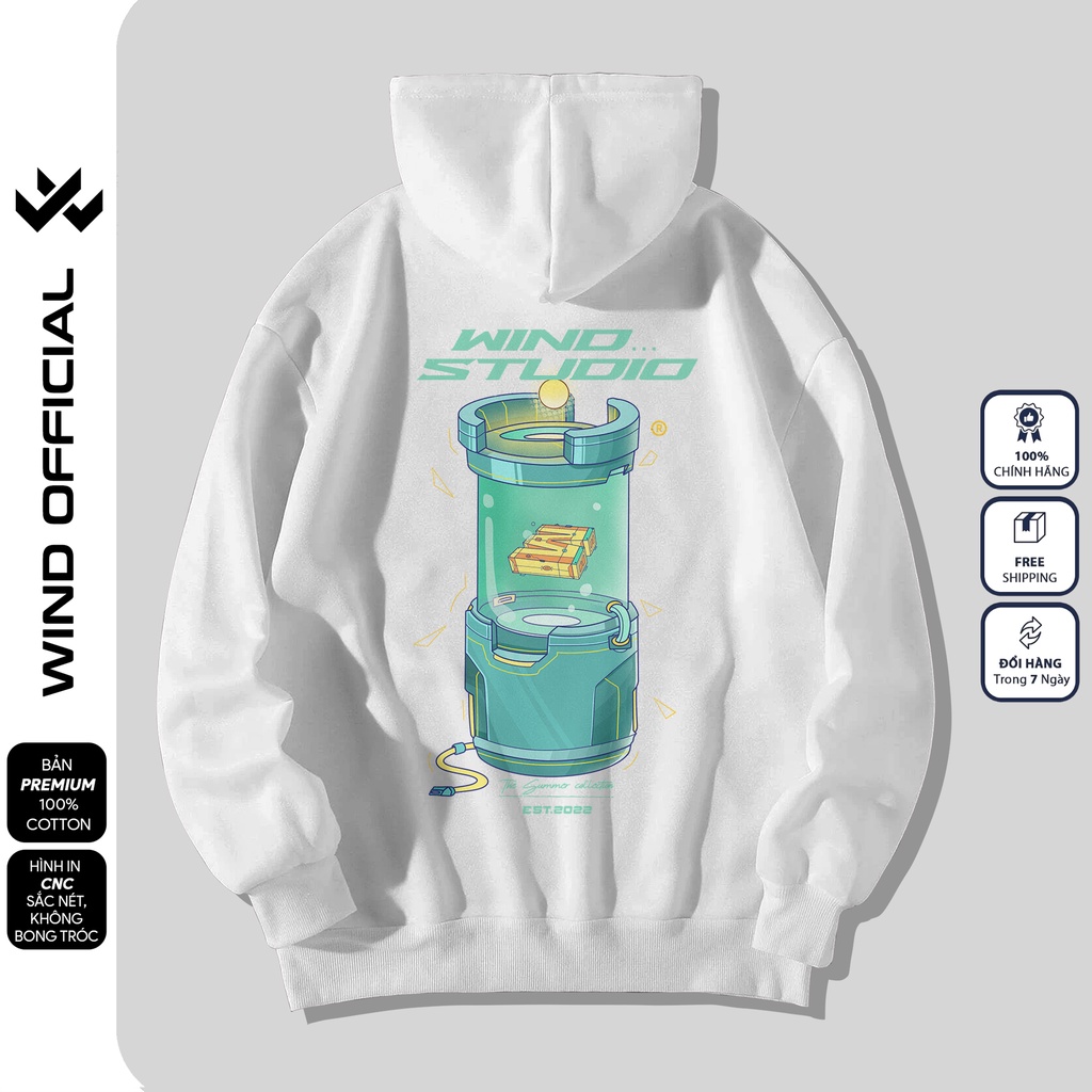 Áo hoodie unisex form rộng WIND bản Premium nỉ ngoại TUBE nam nữ oversize ulzzang