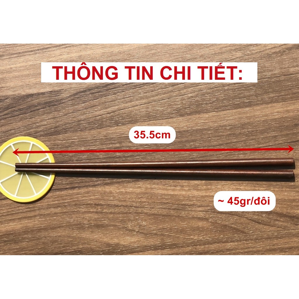 Đũa xào nấu thức ăn DandiHome gỗ trắc dai 35,5cm cao cấp, chịu nhiệt tốt, không độc hại khi gặp nhiệt độ cao