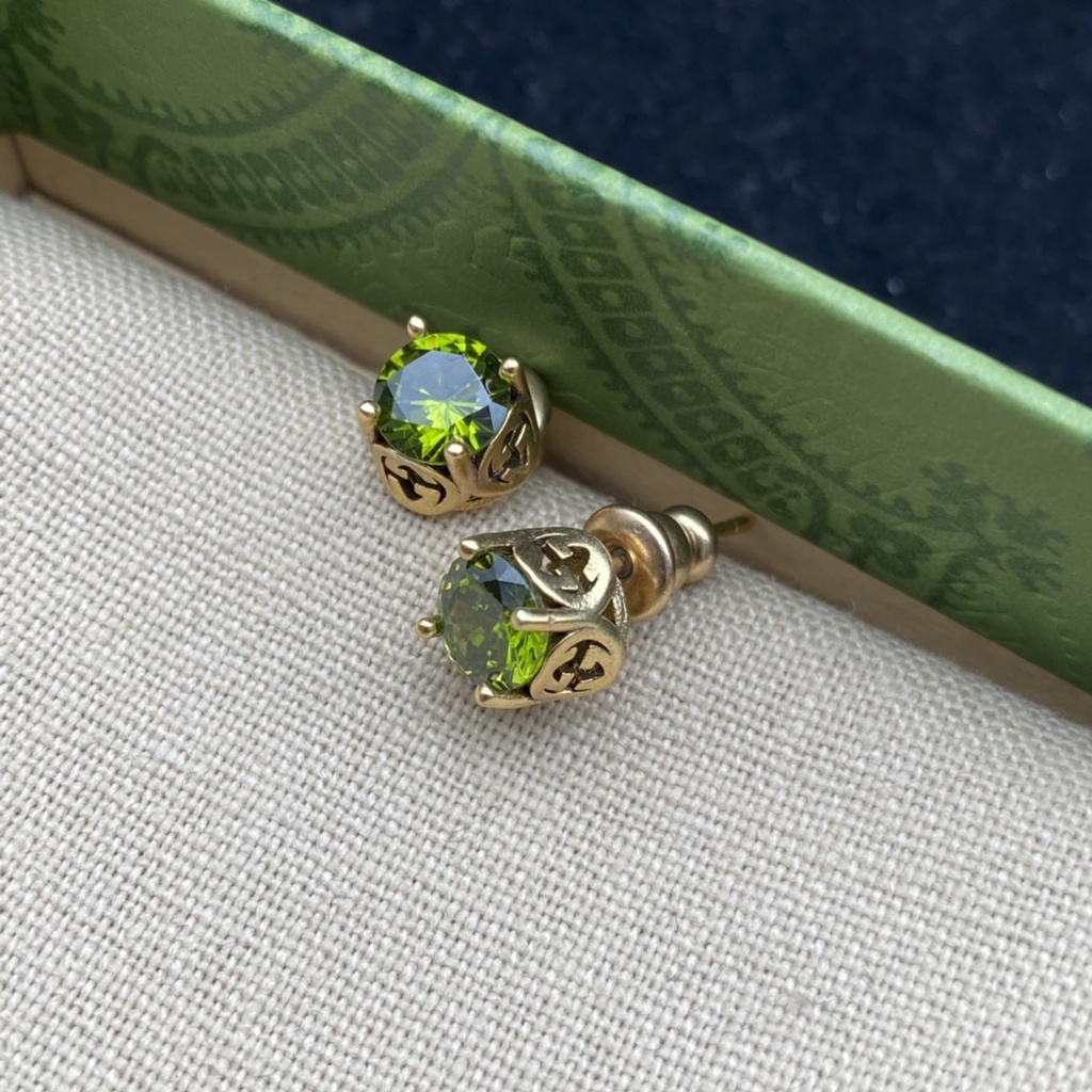 Bông Tai Chữ G Đính Đá Phong Cách Retro Thời Trang 2022