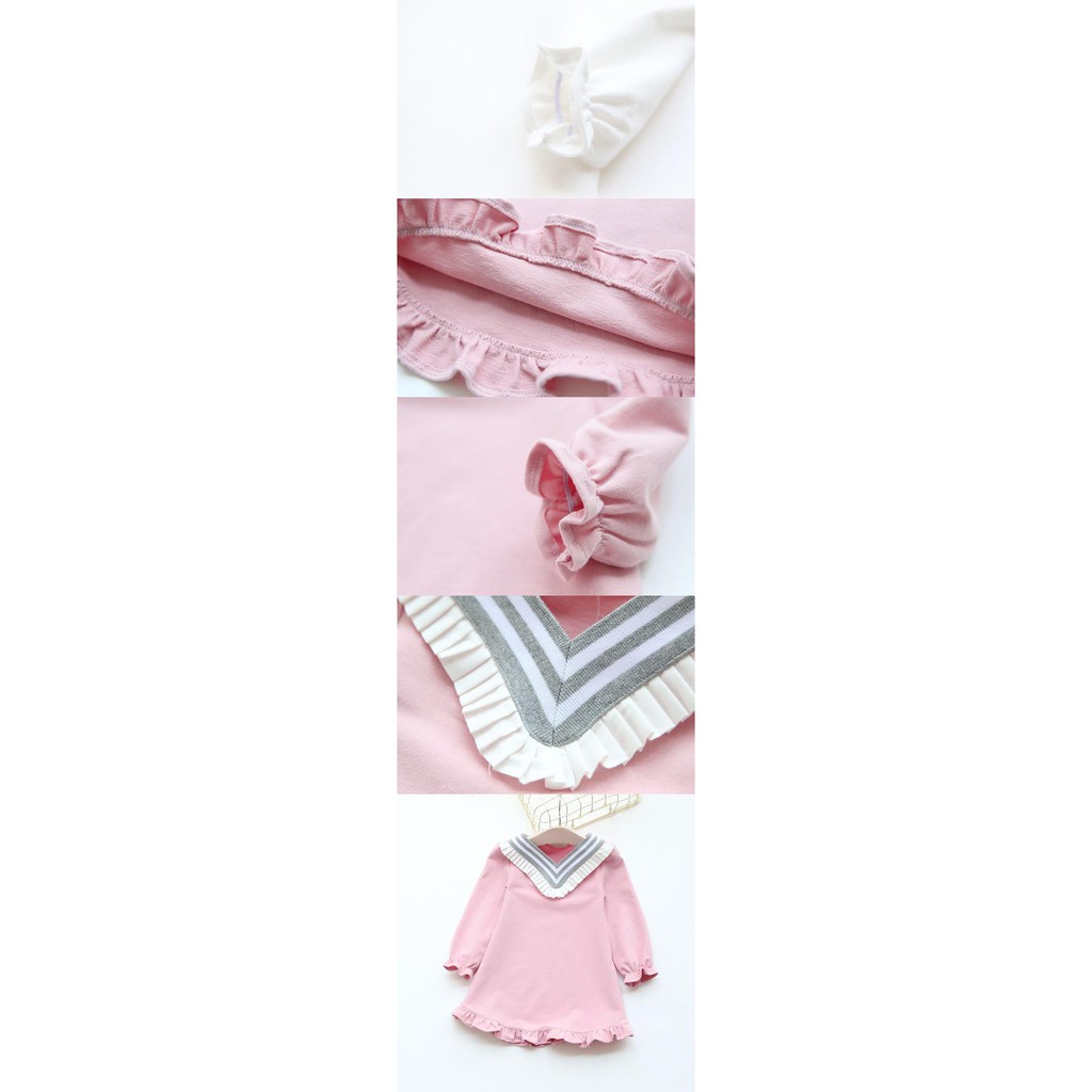 [Mã FAMAYFA2 giảm 10K đơn 50K] Váy bé gái Đầm xinh xắn mùa hè - cổ chữ V thủy thủ hồng