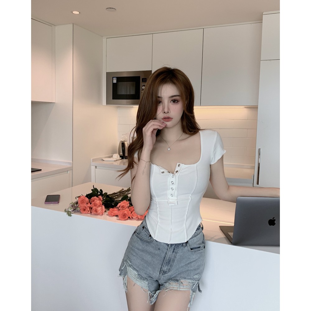 Áo Thun Tay Ngắn Cổ Chữ U Thời Trang Dành Cho Nữ