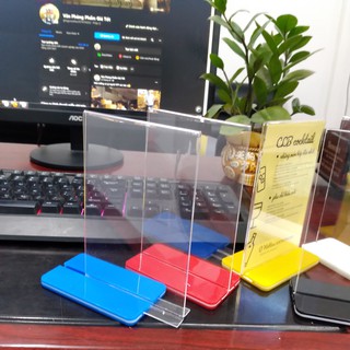 Menu mica A6 (10 x 15cm),Card Stand loại đẹp đế lùa
