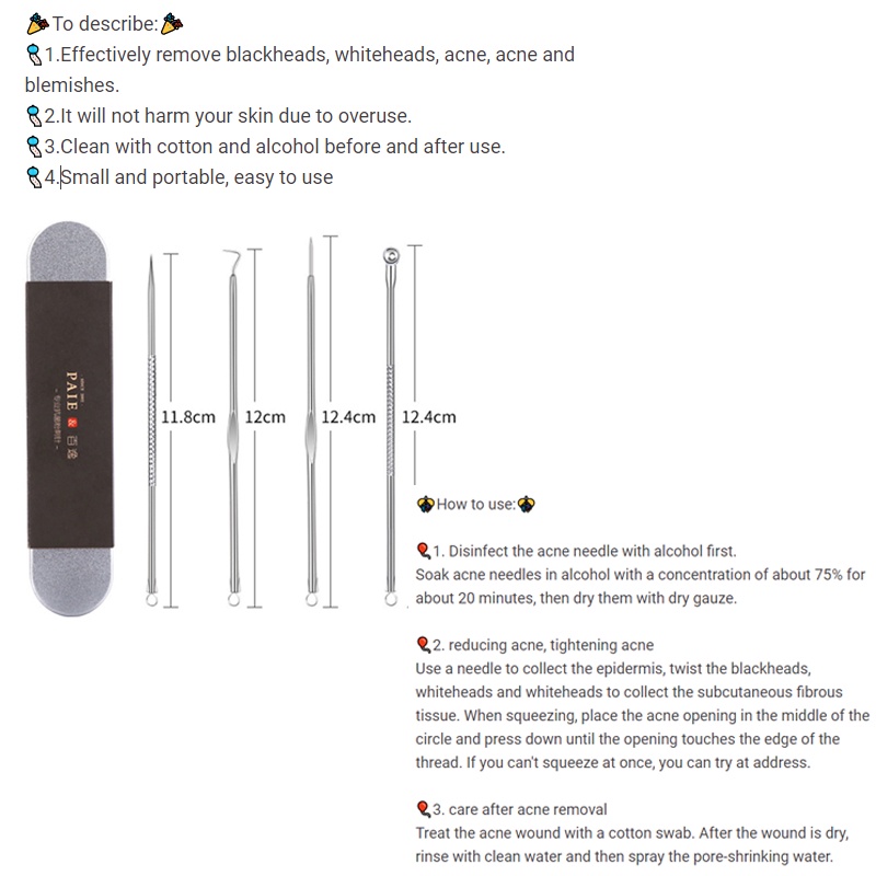 Bộ Dụng Cụ Loại Bỏ Mụn Đầu Đen Bằng Thép Không Gỉ