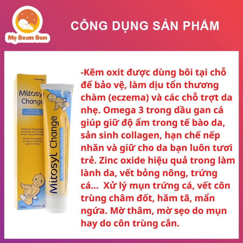Kem đa năng Mitosyl Change Pháp 145g cho bé hăm tã côn trùng cắn cho trẻ em và người lớn - mẹ bean bon