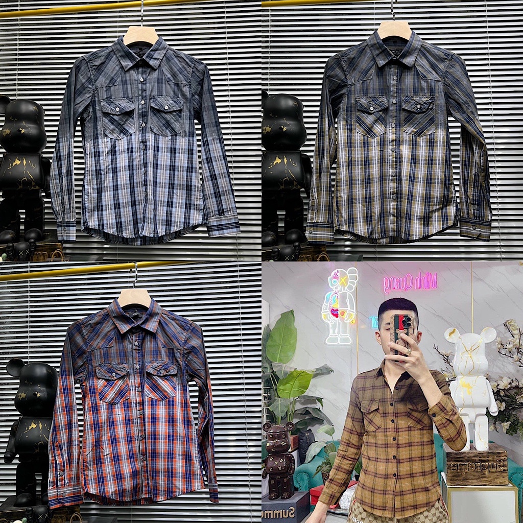 SƠ MI KẼ LOANG ĐEN CAO CẤP