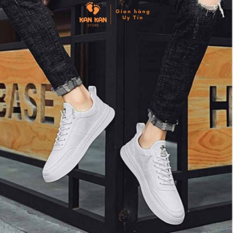 Giày Nam Thể Thao KA037 Giầy Sneaker Trắng Đen Hot Trend Thời Trang Cổ Thấp Đế Êm Chân  Kankanstore