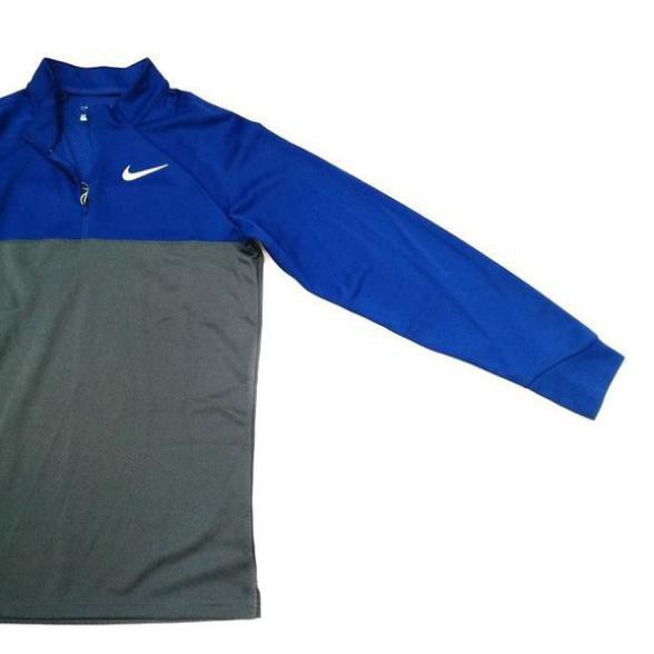 TH9610XAM Áo thun nam chui đầu dài tay xám phối xanh dương Nike - Hàng Mỹ ❕ ˇ xịn ཾ