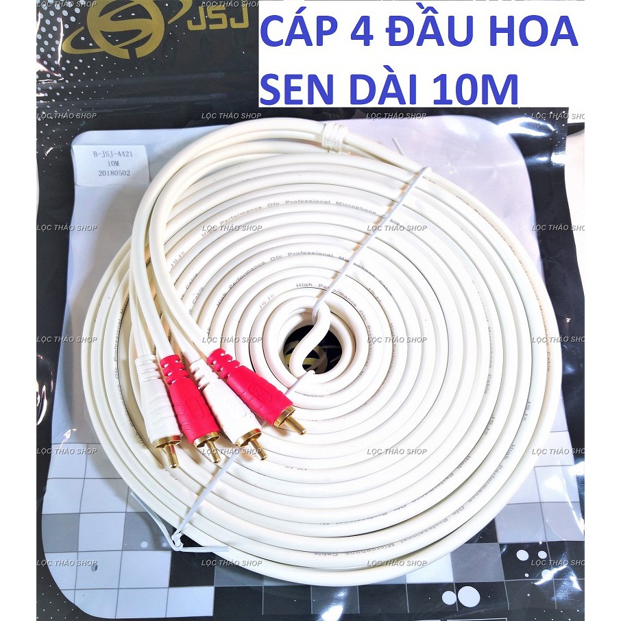 [Mã ELORDER5 giảm 10k đơn 20k] Cáp loa AV 4 đầu bông sen dài 1.8M 3M 5M 10M 15M JSJ