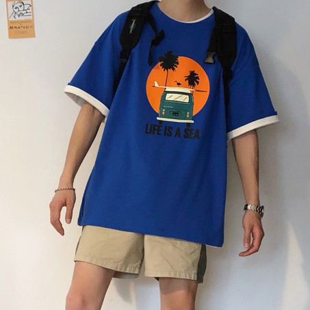 áo nam Tay Ngắn Phong Cách Hàn Quốc Năng Động 3 Màu Lựa Chọn