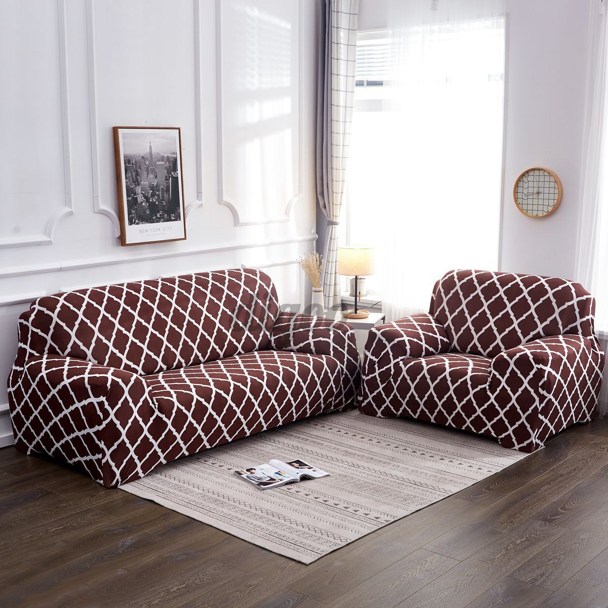 Bộ 1 / 2 / 3 Bọc Ghế Sofa Co Giãn Họa Tiết Hoa