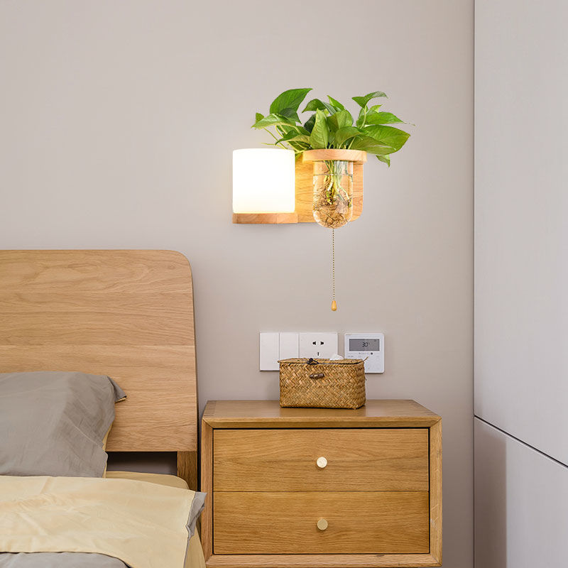 Đèn ngủ gắn tường bằng gỗ thiết kế tối giản hiện đại phong cách Bắc âu