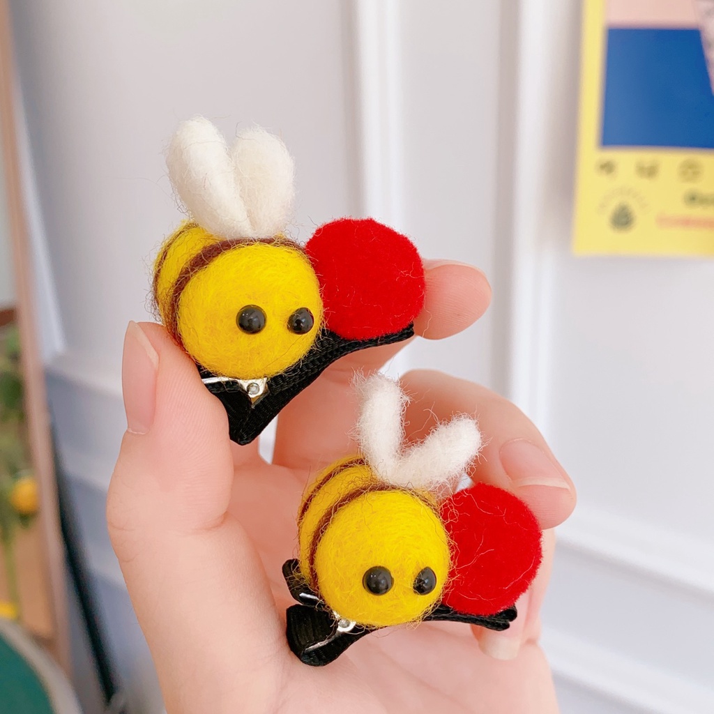 Kẹp tóc hình chú ong đính bóng lông dễ thương cho nữ
