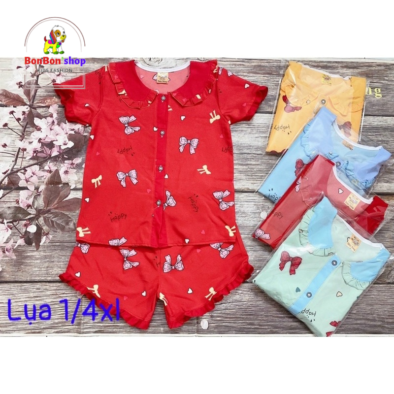 pizzam tay ngắn quần đùi cổ tiểu thư cho bé gái size nhỡ