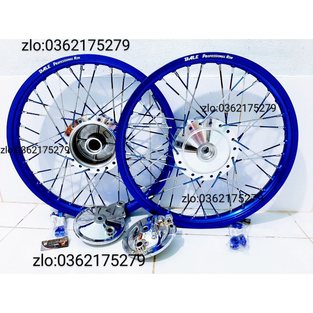 CẶP BÁNH CĂM XE WAVE ,DREAM TRƯỚC SAU ĐÙM NIỀN NHÔM DALE .BAN ZAI .SOLUTE .SH THÁI MÀU XANH KÈM  MÁ VỚI A