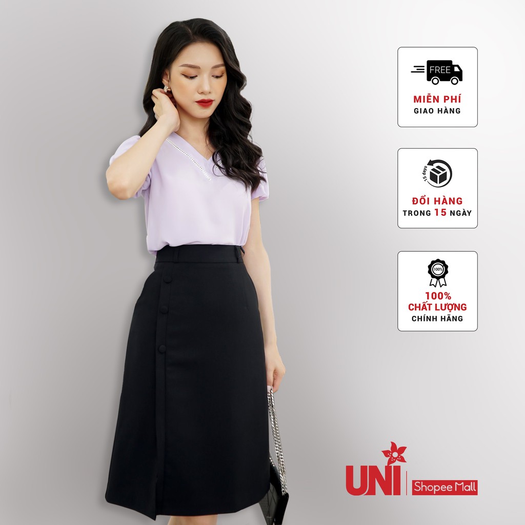 Chân Váy Nữ UNIVTH Korean Fashion Công Sở Dáng Chữ A Phối Cúc 2CA116