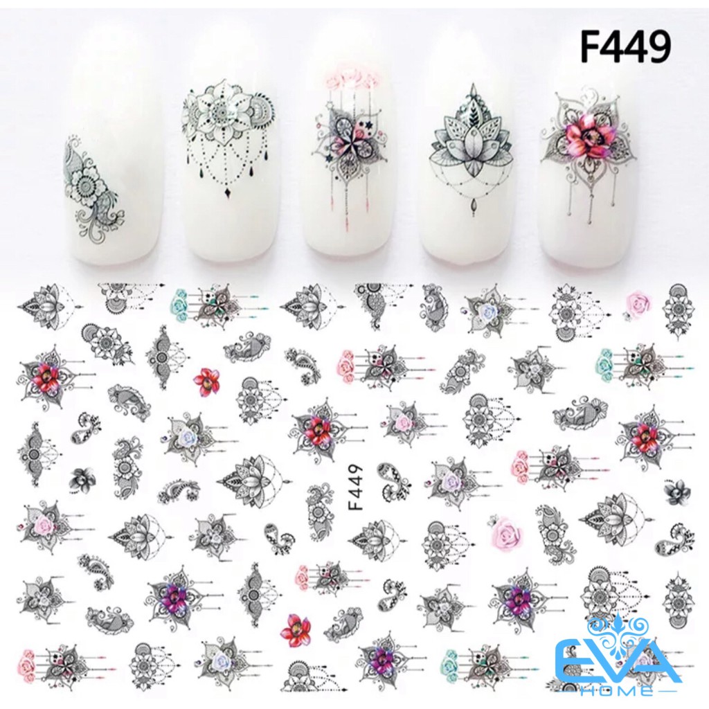 Miếng Dán Móng Tay 3D Nail Sticker Tráng Trí Hoa Văn Hoạ Tiết Bông Hoa F449