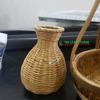 Bình hoa decor đan mây tre chụp hình, decor
