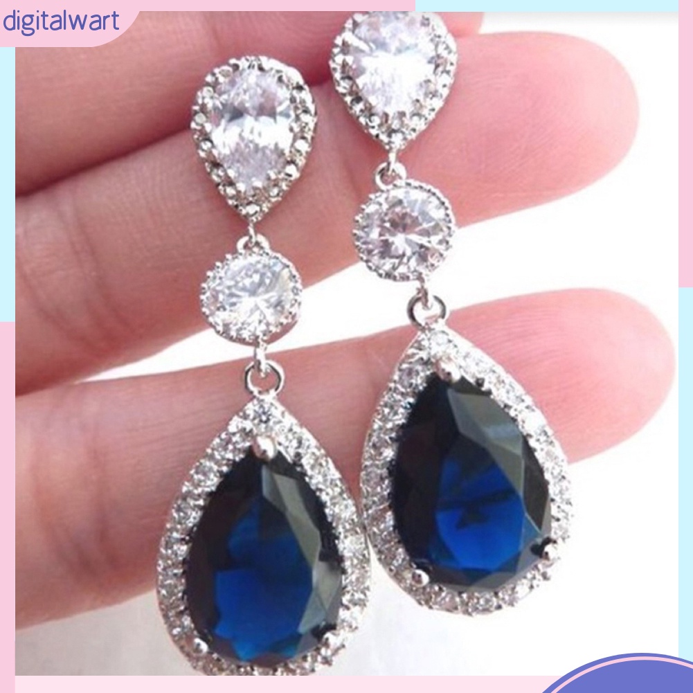 Bông tai dáng dài phối mặt hình giọt nước tinh tế thời trang cho nữ