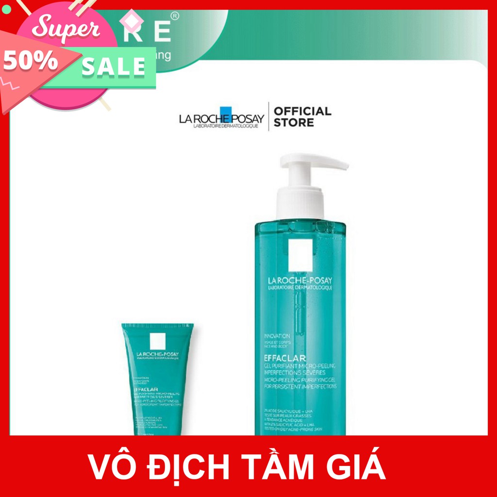 [CHÍNH HÃNG] La Roche Posay Gel Rửa Mặt Giảm Mụn Cho Mặt &amp; Toàn Thân Effaclar Micro-Peeling Purifying Gel ( 50ml - 400ml