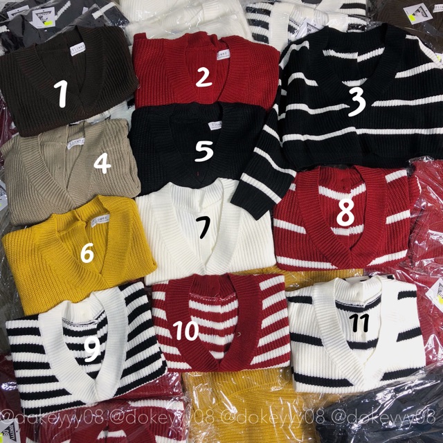 Áo len cổ tim croptop 507
