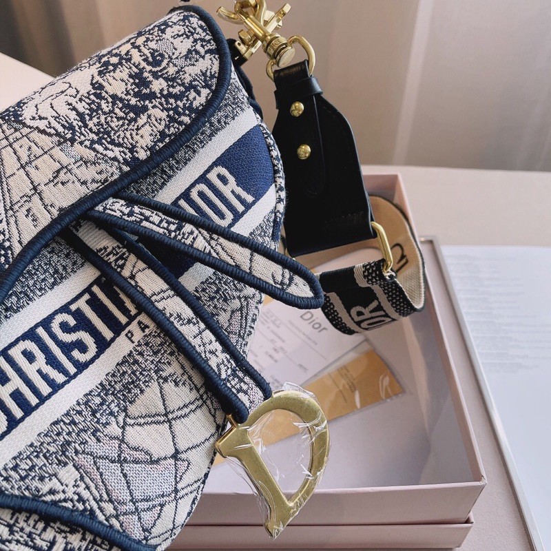 Túi ví, túi đeo chéo, túi yên ngựa da thật Dior CD họa tiết thời trang cao cấp