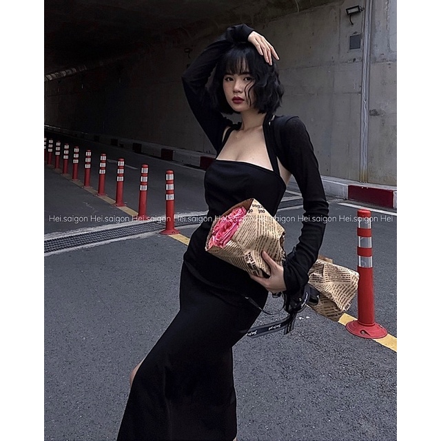 LEYLA SET - Đầm body xẻ tà + Áo khoác lửng dài tay (Cả set ảnh thật) HEIBYHER | BigBuy360 - bigbuy360.vn