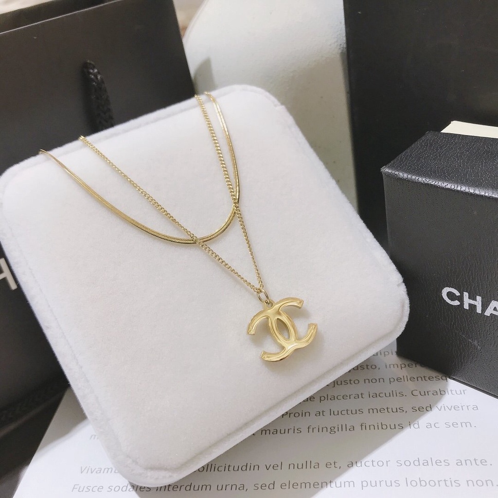 Vòng cổ Bằng Thép Titan Hai Lớp Mặt Chữ Thanh Lịch Cho Nam Nữ