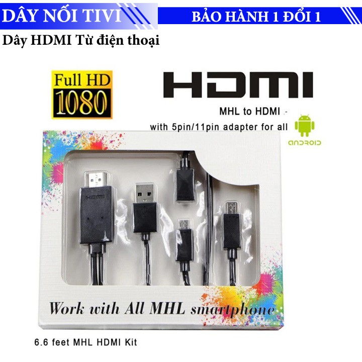 Cáp HDMI cho điện thoại android kết nối với Tivi - Cáp Micro Usb to HDMI - Dây MHL cho android