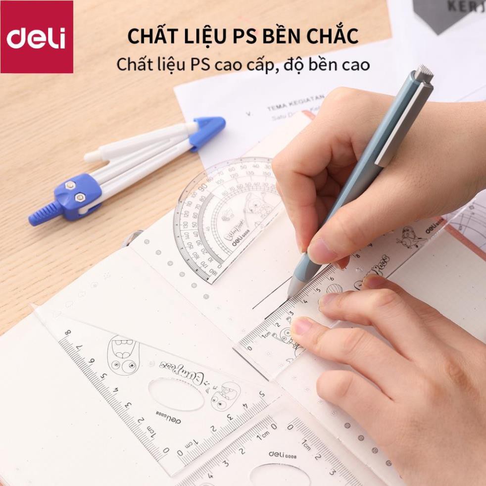 Bộ dụng cụ đo Deli, trong suốt gồm 5 dụng cụ/hộp - E9598 [Deli]